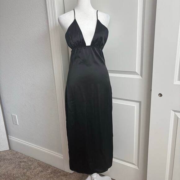 NWT Bella Barnett Women’s Black Slip Dress L Formal Wedding Guest Black Tie Sexy - Picture 1 of 12